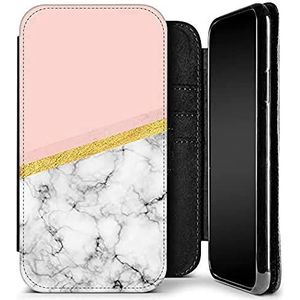 caseable Beschermhoes voor Apple iPhone 7/8/SE (2020), klaphoes voor mobiele telefoon, schokabsorberend en krasbestendig oppervlak, kaartenvak, kleurrijk design, marmer slice, marmer