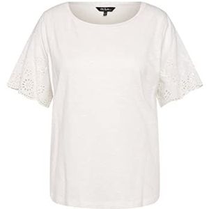 Ulla Popken T-shirt met mouwen van kant, T-shirts voor dames, Gebroken wit