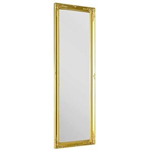 MirrorOutlet Grote wandspiegel in shabby chic-stijl, 122 x 41 cm, goudkleurig