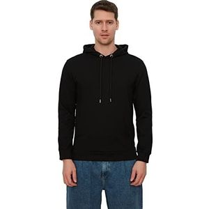 Trendyol Khaki Sweatshirt met capuchon, rechte snit, zakken, zwart.