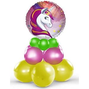 PartyCube - Opblaas- en decoratieset eenhoorn (12 latex ballonnen, 1 mylar-folieballon 45 cm) voor samenstelling H 75 cm