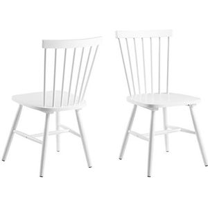 AC Design Furniture Susanne Eetkamerstoelen, keukenstoelen van gelakt berkenhout met hoge rugleuning en verticale latten, eetkamermeubels in Scandinavische stijl, 2 stuks