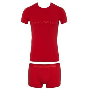 Emporio Armani Emporio Armani T-shirt voor heren + kerststam glanzend logo ondergoed heren, Rood