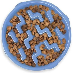 Outward Hound Fun Feeder Slo Bowl - Hondenvoederbak - tegen schrokken - blauw - Medium/Mini