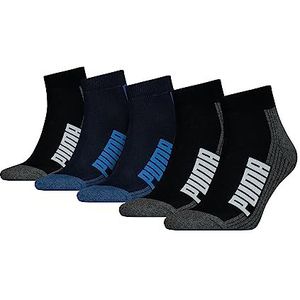 PUMA Uniseks sokken (5 stuks), Blauw/Zwart
