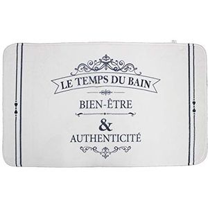 Badmat – Le Temps du Bain – 45x75 cm - Wit/Donkerblauw