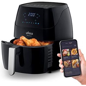 Ufesa AF5000 Phantom olievrije luchtfriteuse met wifi, 5 l, digitale touch-bediening, 8 programma's, 1500 W, app met notitieboek, instelbare temperatuur en tijd, tank en dienblad