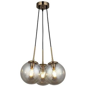 Homemania Hanglamp polslamp zwart, goud metaal, glas, 40 x 40 x 120 cm, 3 x E27, 40 W 1524-73-03