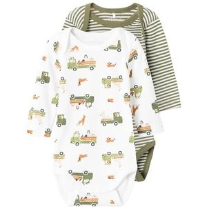 NAME IT BABY Rompr NBMBODY met All Over Print - set van 2 Wit/Groen