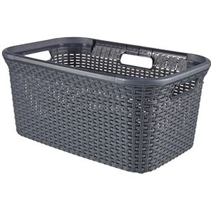 CURVER | Wasmand 45 l, rotanlook, antraciet, 59,2 x 38 x 27 cm, kunststof