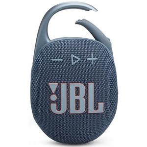 JBL Clip 5, ultra-draagbare bluetooth-luidspreker, geïntegreerde karabijnhaak, JBL Pro-geluid, krachtige bas, 12 uur batterijduur, Playtime Boost-functie, waterdicht en stofdicht, IP67, in blauw