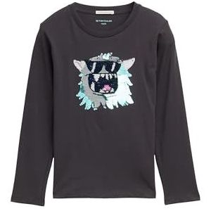 TOM TAILOR 1044373 Kindershirt met lange mouwen met omkeerbare pailletten voor jongens, 29476 - Koalgrijs