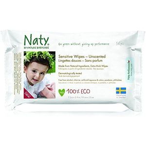Eco by Naty Babycare, Eco Baby Wipes Unscented 56 Nappies