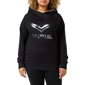 Trigema Pullover met capuchon voor, zwart.