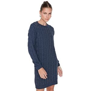 Trendyol Robe midi moulante en tricot pour femme, bleu marine, L