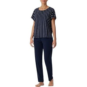 Schiesser Pijama Set voor dames, gestreept, donkerblauw, 38, Donkerblauw gestreept