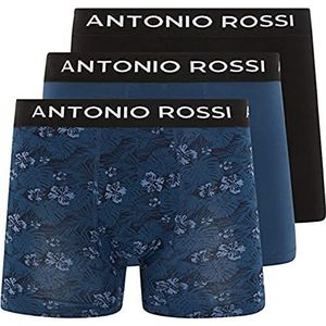 ANTONIO ROSSI Ar-Print-Blauw Boxershorts Heren, Zwarte, blauwe, blauwe print