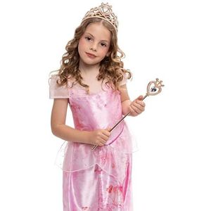 Rubies Prinses accessoireset voor meisjes en jongens, diadeem en toverstaf zilver roségoud luxe accessoires voor carnaval, feestjes en verjaardagen