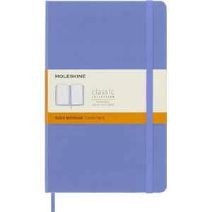 Moleskine - Klassiek notitieboek, gelinieerde pagina's, vaste omslag en elastische sluiting, afmetingen 13 x 21 cm, kleur hortensia-blauw, 240 pagina's