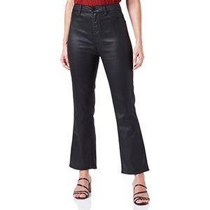 7 For All Mankind HW Kick Coated Slim Illusion Shorts, zwart, regular fit voor dames, zwart, 23 W/23 L, zwart.