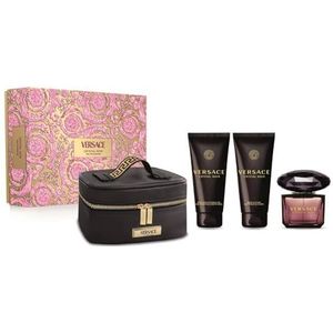 Versace Crystal Noir Cadeauset voor dames, parfum, parfum, spray, 90 ml, douchegel, 100 ml, lichaamscrème 100 ml en beautycase