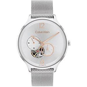 Calvin Klein Automatisch dameshorloge met Milanese armband van zilverkleurig roestvrij staal - 25200121, zilver., armband
