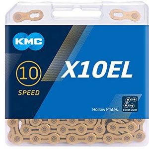 KMC Unisex - Volwassenen X10 EL TiNi X10EL Ti-N 10 versnellingen ketting 1/2 inch x11/128 114 schakels goud coating