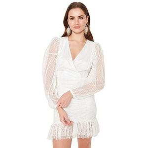 Trendyol Gedetailleerde jurk, ecru, 38 dames, ecru, 38, ECRU