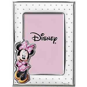 VALENTI & CO. Disney Baby Minnie Mouse zilveren fotolijst met kleurrijke beschilderde details van tafel of nachtkastje voor kinderkamer, cadeau-idee voor doop of verjaardag