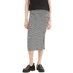 TOM TAILOR 1037216 Dames gestreepte jersey rok (1 stuk), 32152 - Black Thin Stripe