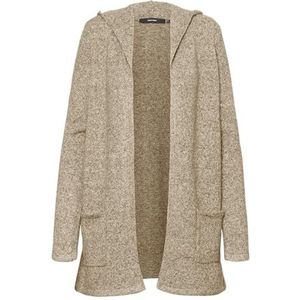 Vero Moda Vmdoffy Ls Damesvest met open capuchon, Sepia kleur/details: gemengd