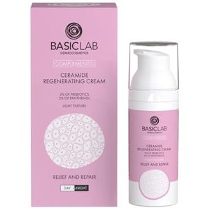 BasicLab Ceramide regenererende dag- en nachtcrème, 50 ml, voor vrouwen en mannen, onder de make-up, belast de huid niet, hydrateert en kalmeert, kalmeert en herbouwt