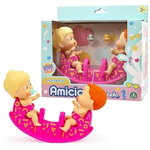 Cicciobello Amicicci, CC042 Dubbele schommelset, met 2 baby's (jongen en meisje) en accessoires, speelgoed voor kinderen vanaf 3 jaar