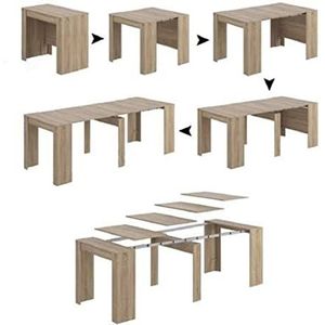 Dmora Uittrekbare tafel van hout, 235 cm, eiken, 4 verlengingen, 90 x 50 x 78 cm