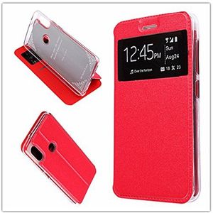 MISEMIYA ® - Beschermhoes voor Xiaomi Mi A2 / Mi 6X – beschermhoes + displaybeschermfolie (wit), magnetisch, sporthouder, rood