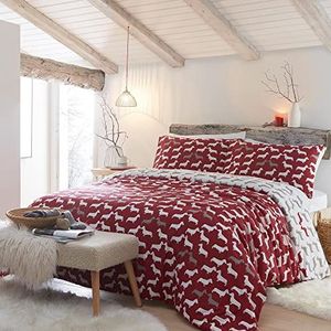 Fusion Snug Dudley Love Eenpersoonsbedset, 100% geborsteld katoen, rood