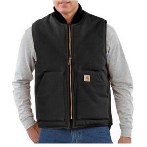 Carhartt Mouwloos jasje van zwaar canvas, stijf, met geribbelde kraag, mouwloos vest voor heren (1 stuk), zwart.