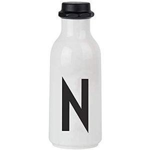 Design Letters Persoonlijke drinkfles wit (N), BPA-vrij, 500 ml, Tritan drinkfles in Scandinavisch design, lekvrij, vaatwasmachinebestendig, verkrijgbaar bij A-Z