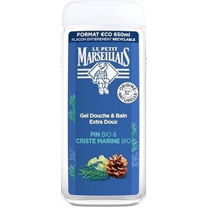 Le Petit Marseillais | Extra zachte douchegel van biologische grenen en mariene criste (650 ml) – hydrateert en verfrist, pH-neutraal, zonder kleurstoffen en 92% natuurlijke oorsprong – fles 100%