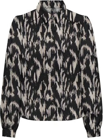 ONLY Onlnova Life Elite L/S Emma T-shirt AOP pour femme, Noir/Oop : 590 Rough Animal, L