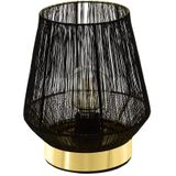 EGLO Escandidos Tafellamp, 1 x moderne tafellamp, bedlampje van zwart metaal, geborsteld messing, woonkamerlamp, lamp met schakelaar, fitting