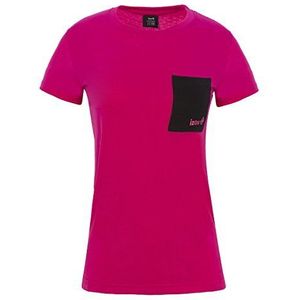 IZAS Dakota T-shirt voor dames, korte mouwen, Fuxia/Zwart