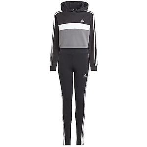 adidas, 3-Stripes Tiberio, jumpsuit, Top: Zwart/Wit/Wit Onderkant: Zwart/Wit, 910A, Meisje