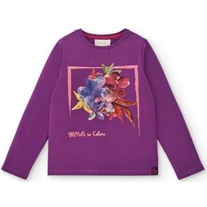 Paars T-shirt met lange mouwen en bloemenprint voor meisjes, Colorfield collectie (maat 16 jaar)
