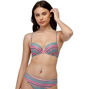 LOVABLE Soutien-gorge armatures rembourré RCS Recycled Bikini, rayures multicolores, 36D pour femme, Rayures multicolores