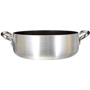 Pentole Agnelli ALSA2106S28 braadpan, laag, met handgrepen, aluminium, zilverkleurig, 28 cm