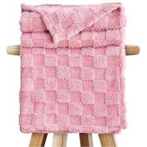 GC GAVENO CAVAILIA Zachte fleecedeken voor bed, zetel, sofa, thermisch, warm en comfortabel, elegante jacquard-sprei (130 x 180 cm, lichtroze)