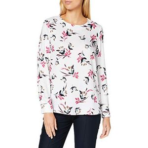 seidensticker Dames sweatshirt lange mouwen blouse bloemen wit-417 46, wit - 417