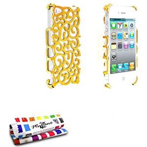 Muzzano Harde hoes voor Apple iPhone 4S [De Premium] [Gold] + stylus en reinigingsdoekje van Muzzano® - ultieme bescherming voor uw Apple iPhone 4S