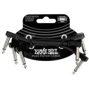 Ernie Ball Set van 3 flexibele aansluitkabels 3"" - zwart
